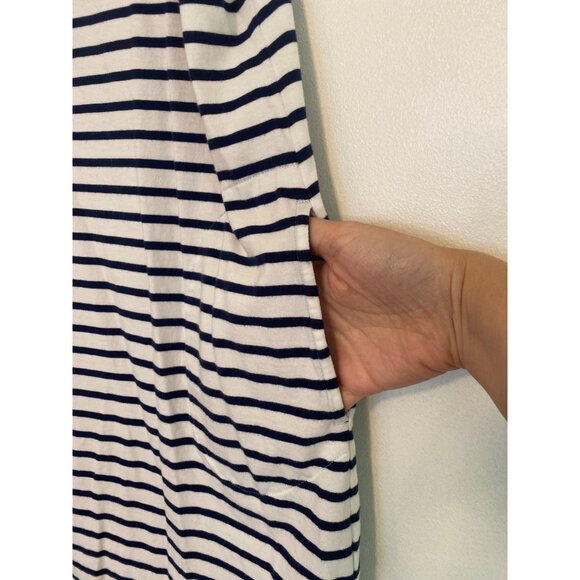 Land's End Navy & White Striped Sleeveless Cotton Dress Size S/P 6-8 - Picture 4 of 5